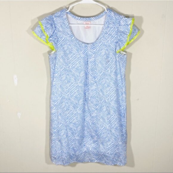 Persifor Clare Dress Flutter Sleeve Shift Dress 100% Cotton Block Print Small - Picture 8 of 9